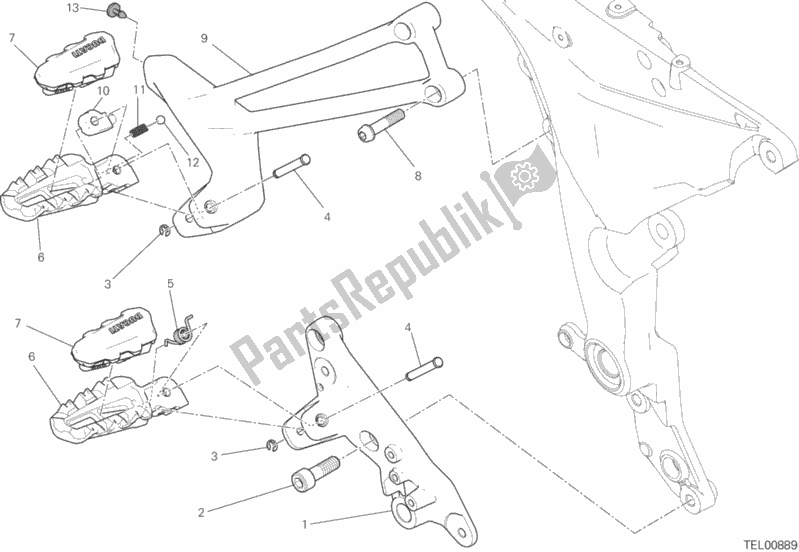 Tutte le parti per il Poggiapiedi, Giusto del Ducati Multistrada 1200 Touring USA 2015